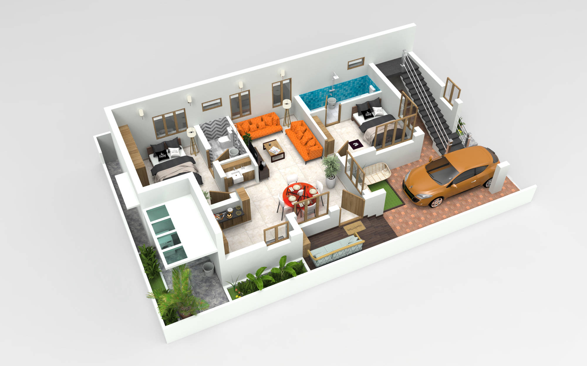 3D Floor Plan for Residential Building